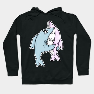 shark hugging a dolphin plush Hoodie